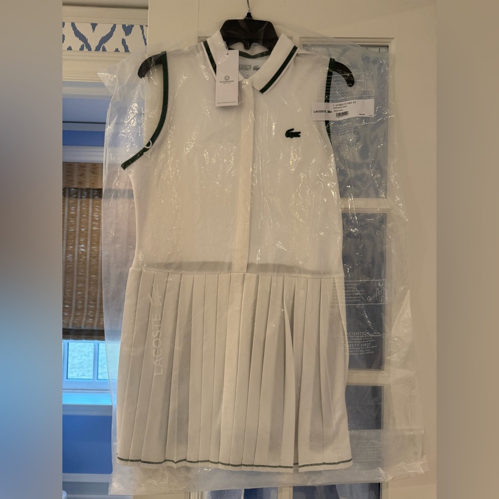 NWT White Lacoste tennis dress size 8